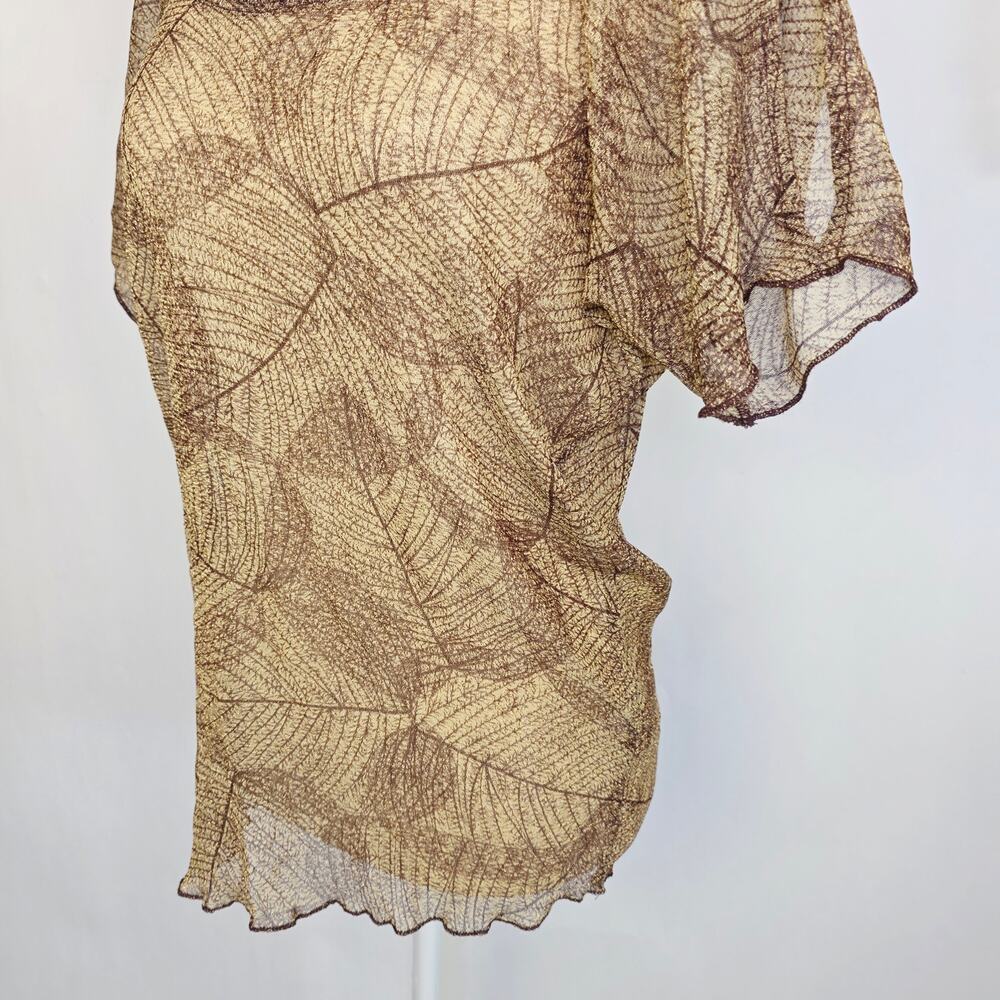 Charlotte Russe Y2K Sheer Top Large Brown Leaf Forest Fairy Goblin Boho Earthy - Picture 6 of 16